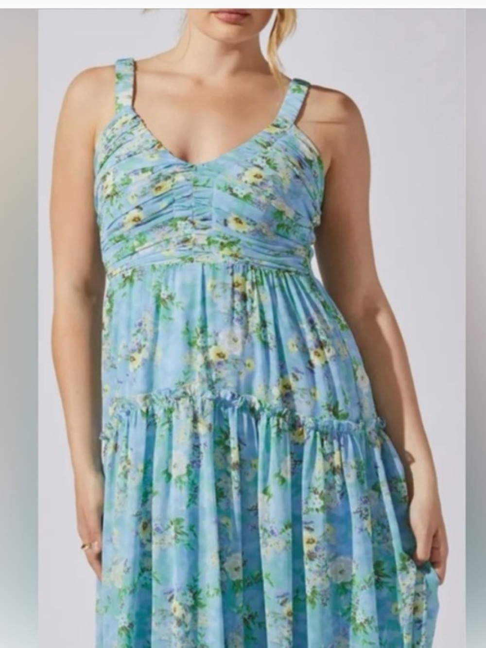 ASTR Light Blue Floral Sleeveless Maxi Dress xl - Picture 5 of 16